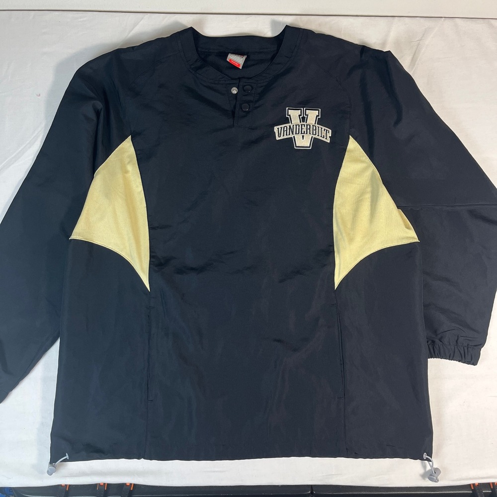 Nike Windbreaker Pullover Mens Large Black Excellent Vanderbilt Commodores 19